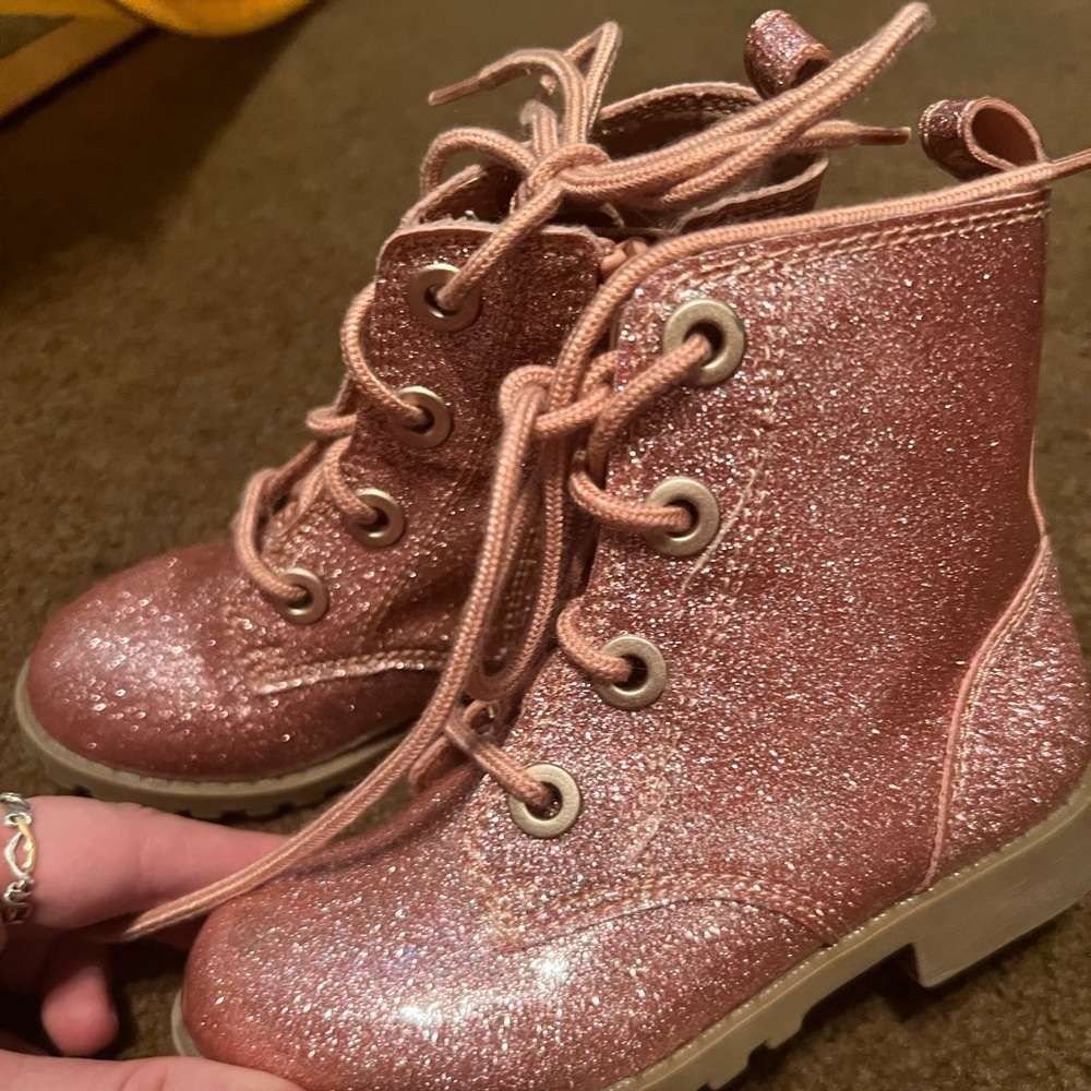 Girls Pink Glitter Boots
